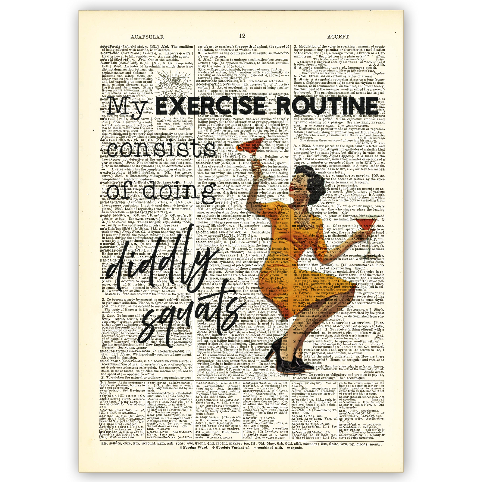 Art Print Dictionary Page | My Exercise Routine