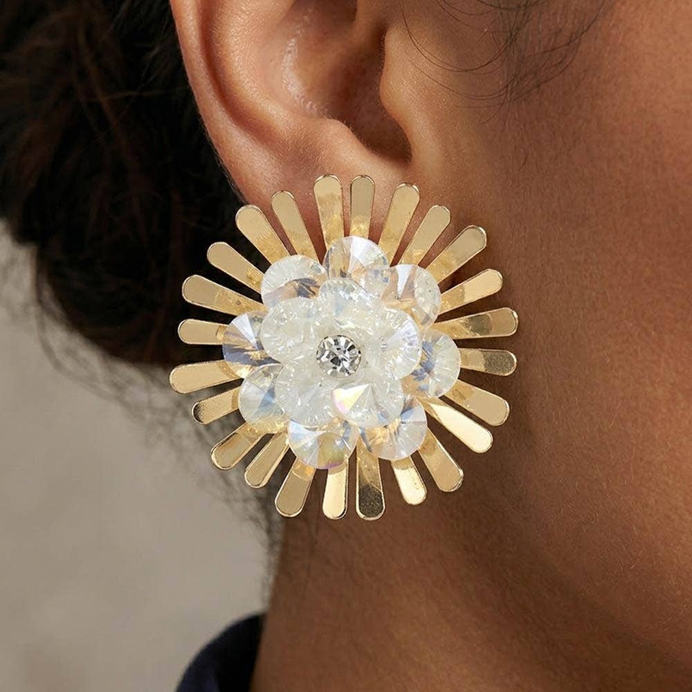 Bold Structured Floral Statement Earrings
