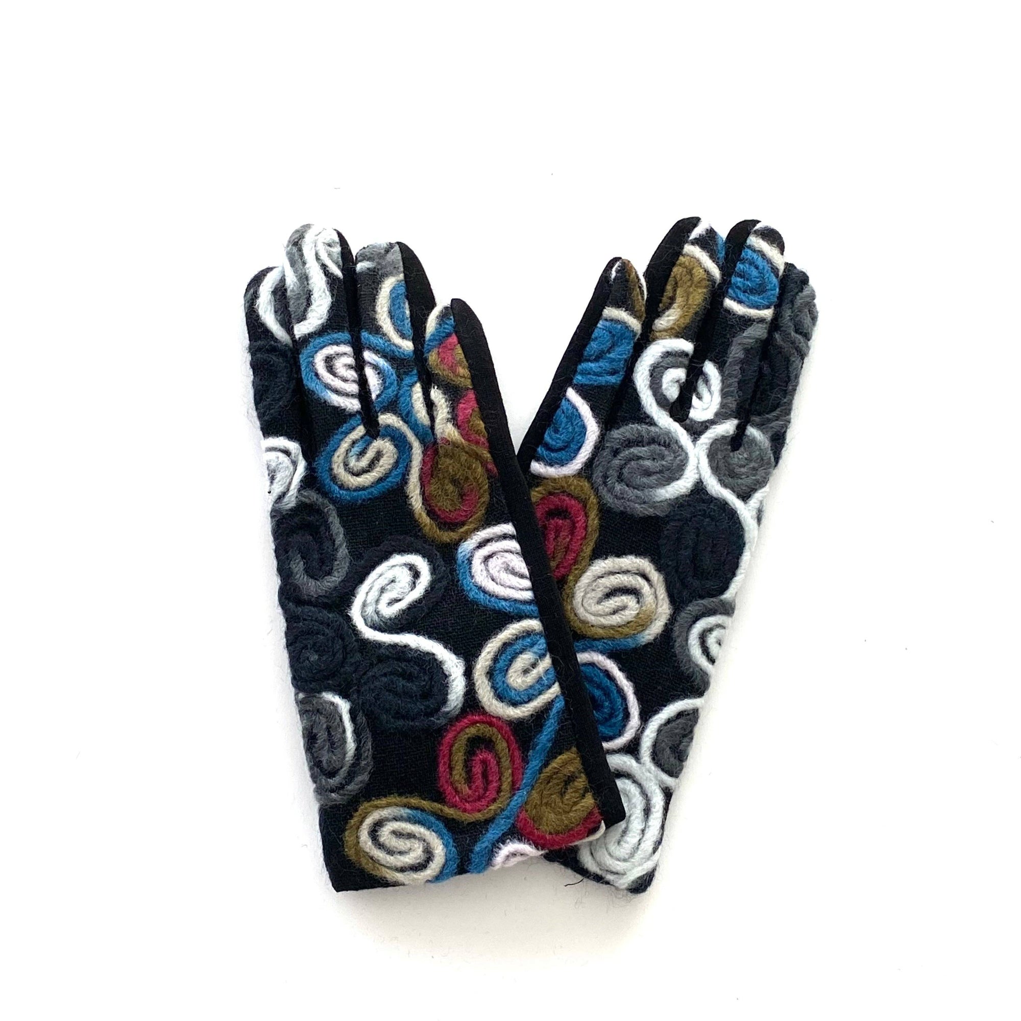 Colorful Swirl Patterned Winter Gloves