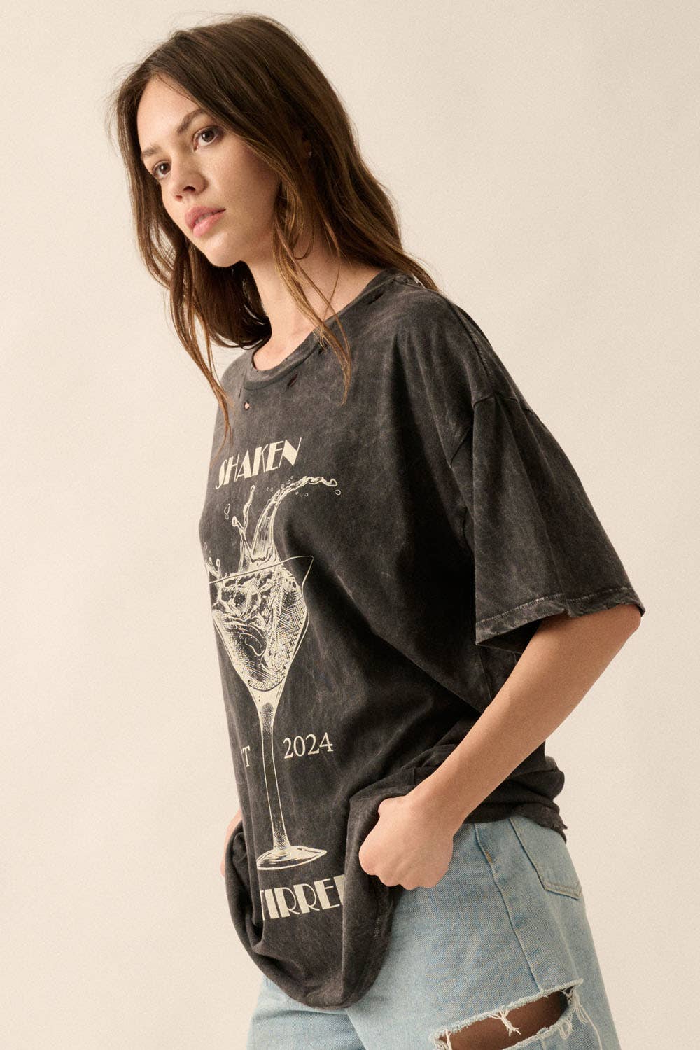 Shaken Stirred Martini Vintage Wash Graphic Tee