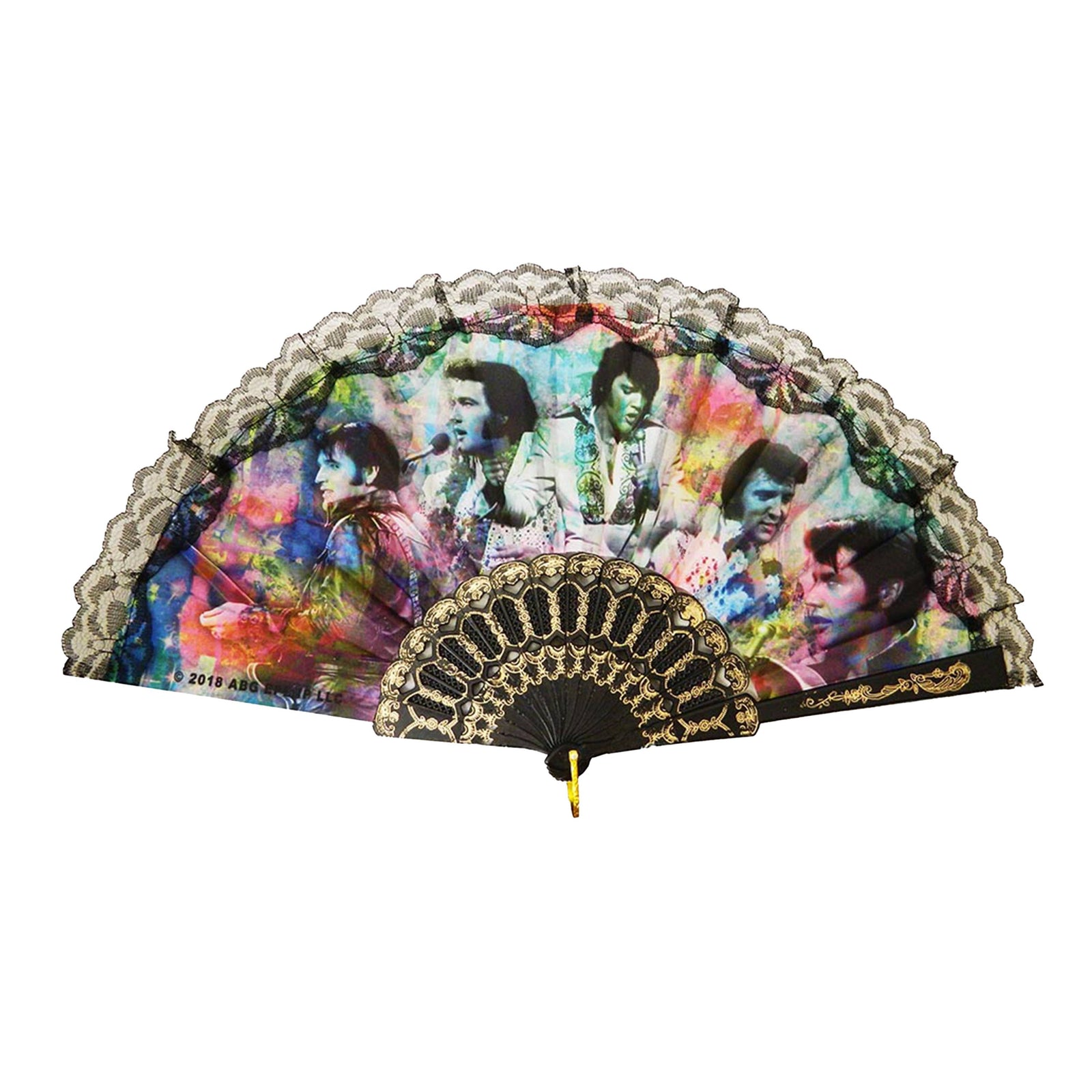 Elvis Hand Fan - Colorful Collage