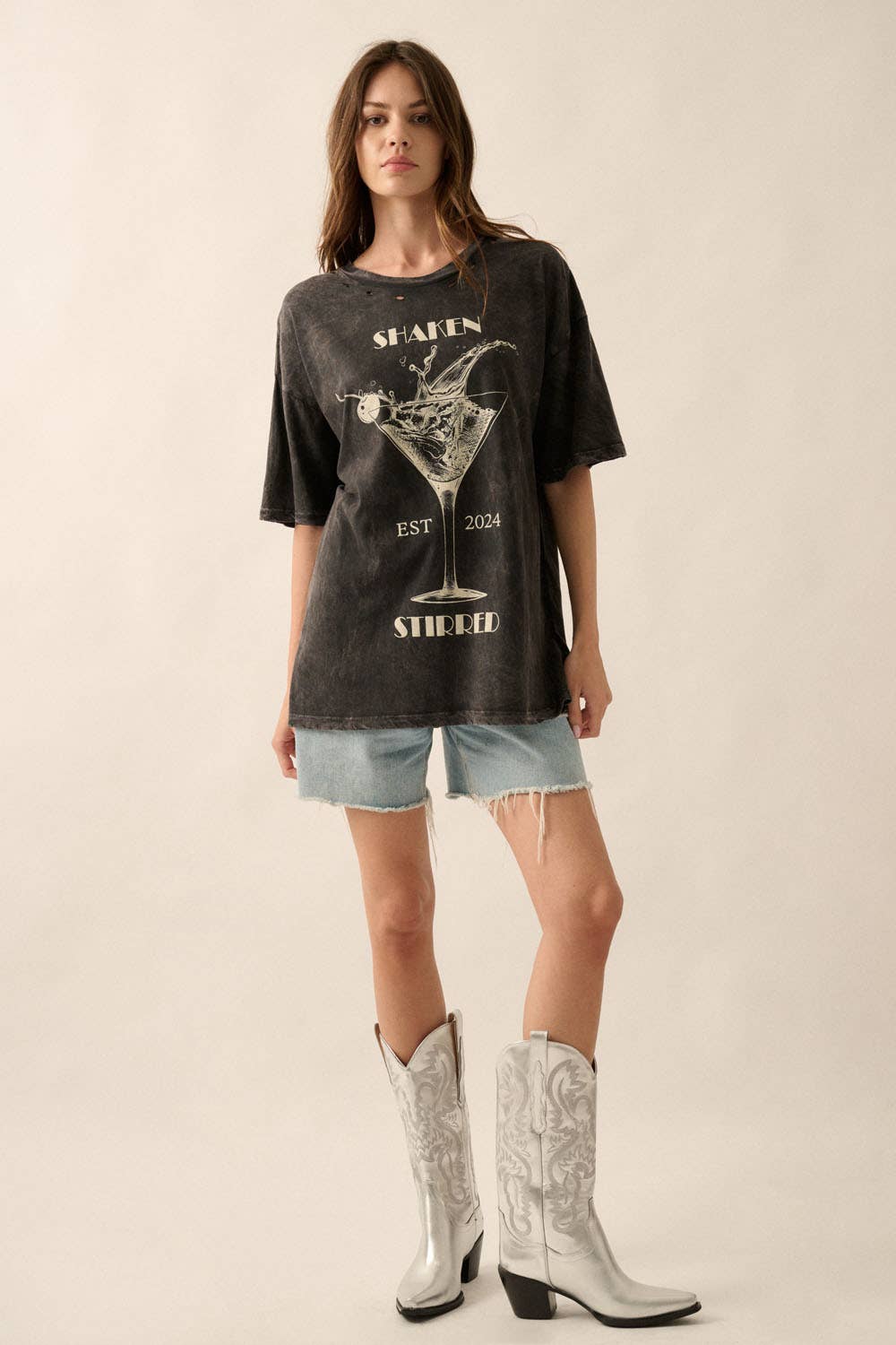 Shaken Stirred Martini Vintage Wash Graphic Tee