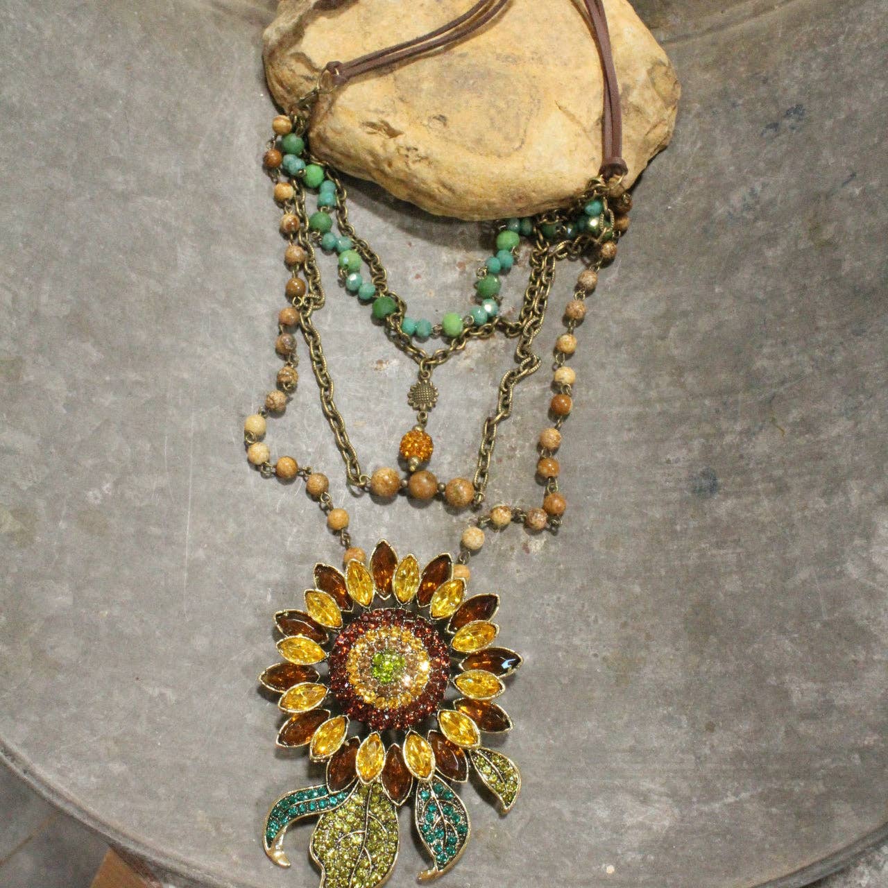 Not Just Any Sunflower Layered Necklace