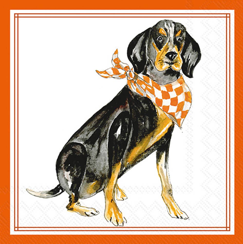 Paper Cocktail Napkins 20 Ct Orange Coonhound TENN Pride