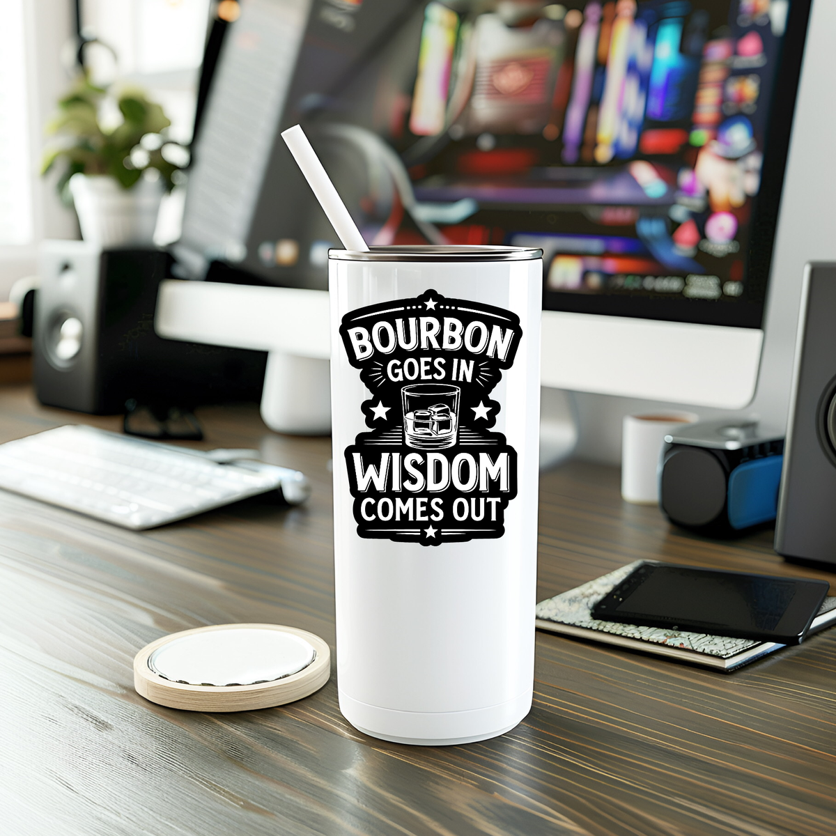 Funny Bourbon Goes In Vinyl Sticker