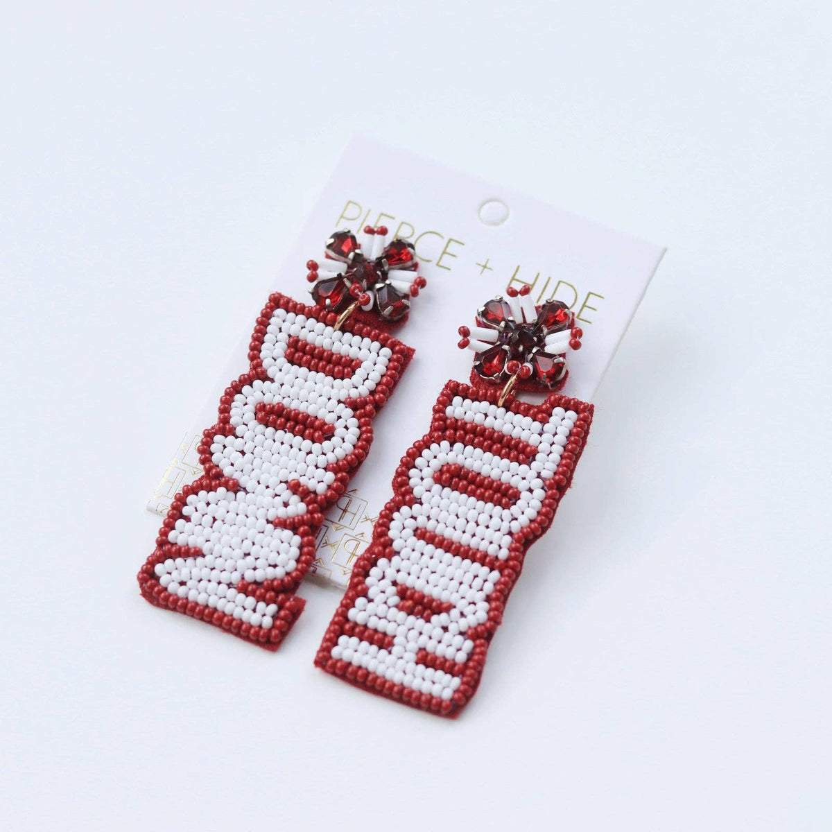 Custom Beaded Maroon Touch Down Earrings | GAME DAY EARRINGS