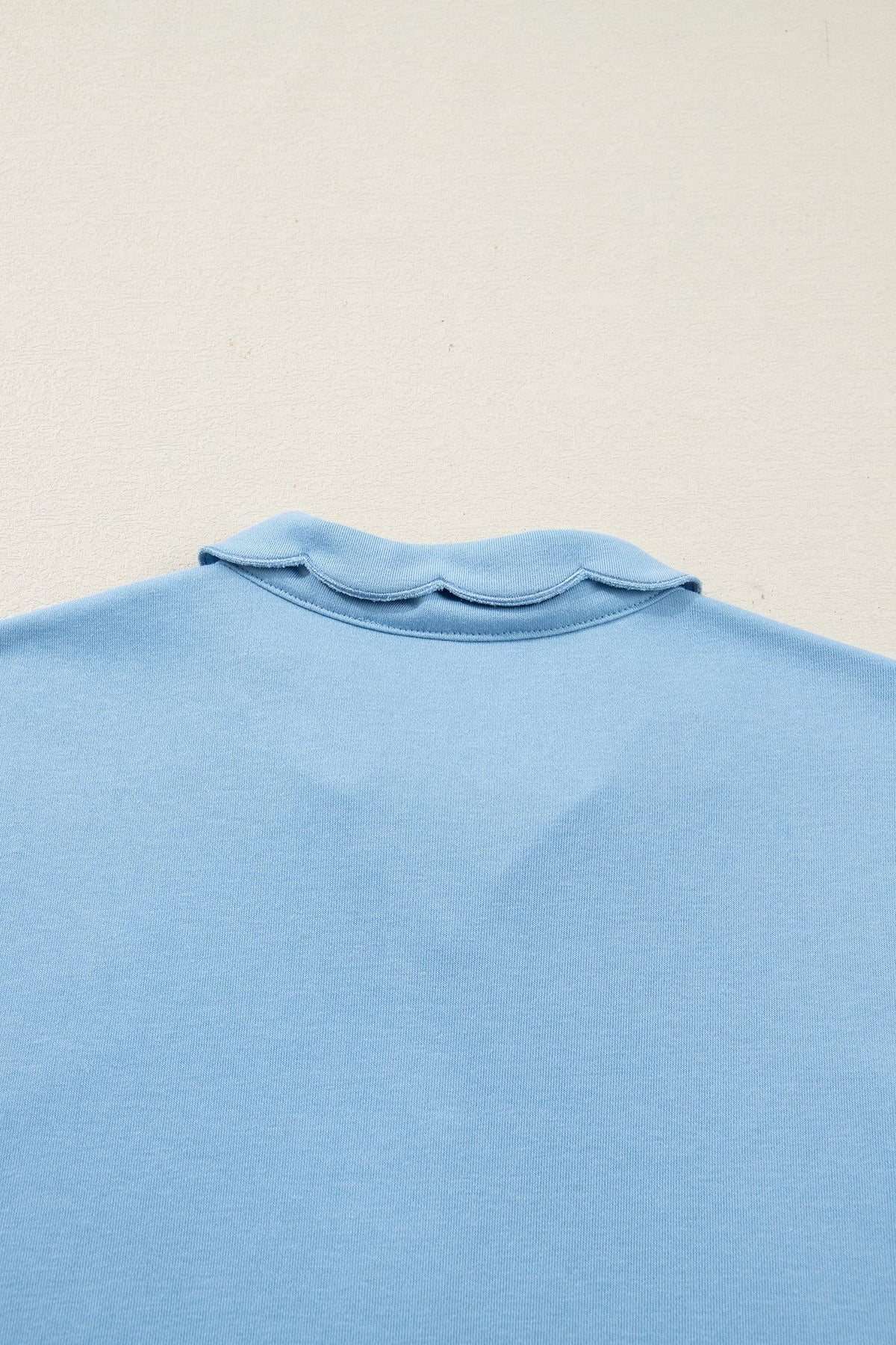 Snap Button Polo Collar Scallop Hem Mini Dress (S-XL)