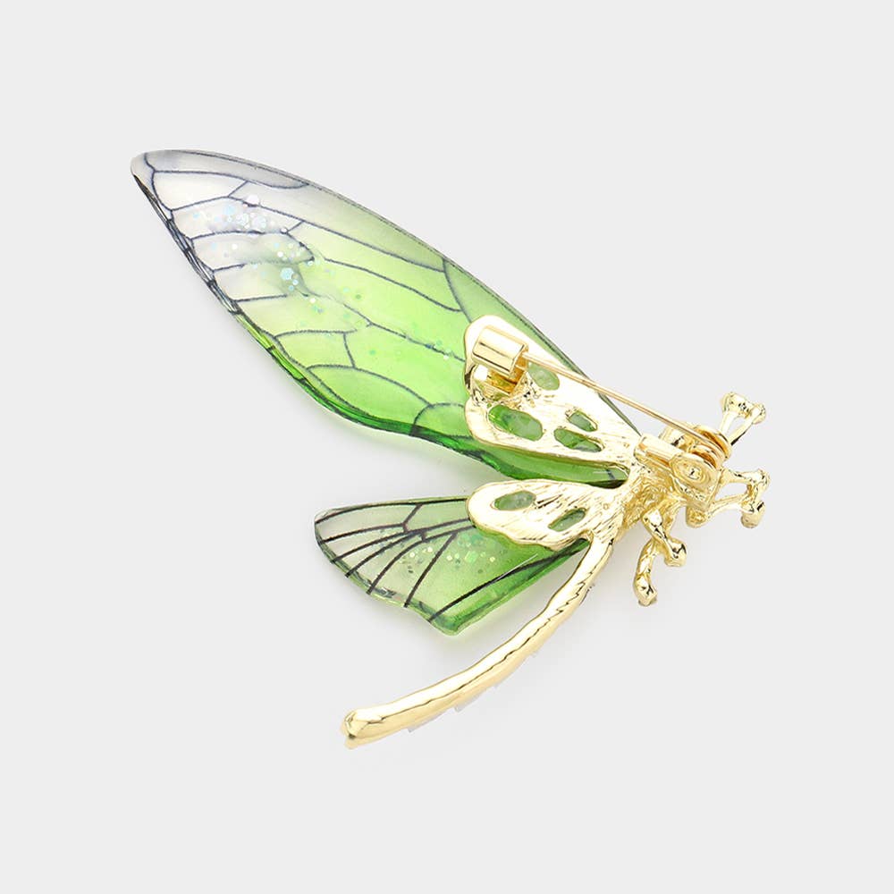 Rhinestone Embellished Dragonfly Pin Brooch