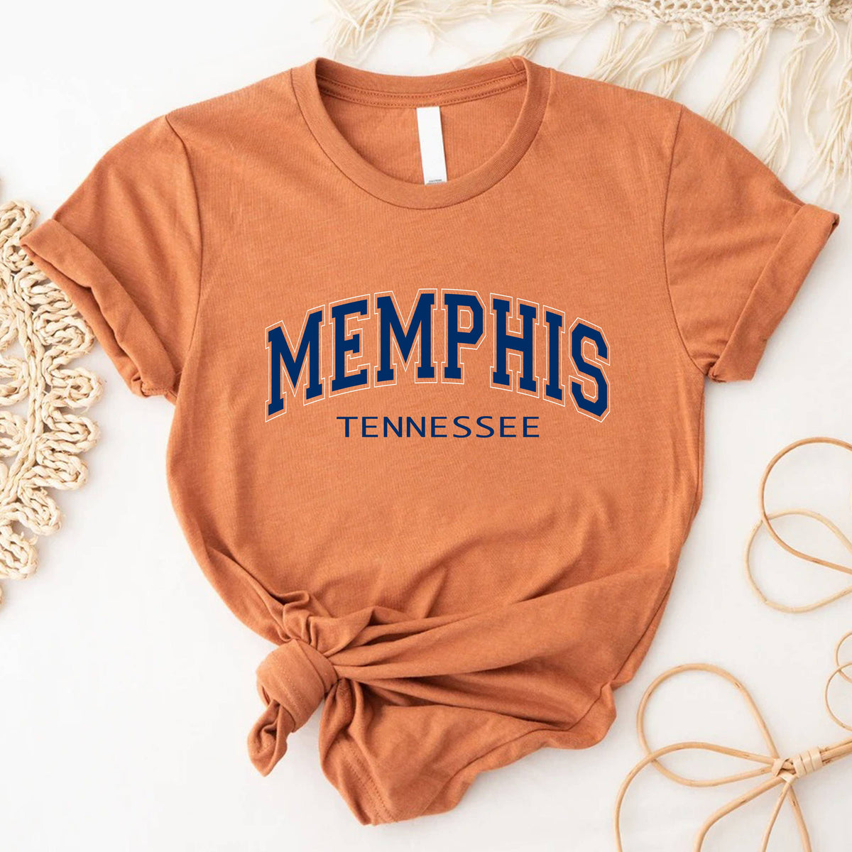 "Memphis Tennessee" Travel Typography Women's Jersey Tee