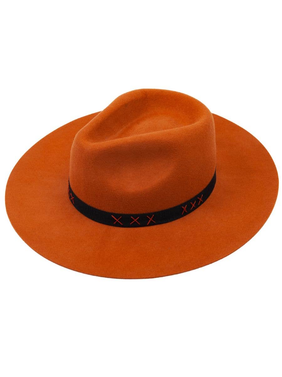 Western wool fedora hat with grosgrain stitched trim