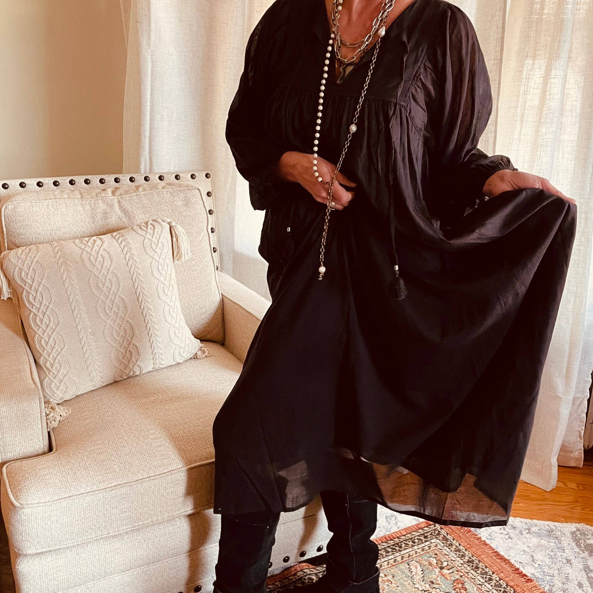 Onyx Breeze Cotton Maxi Dress