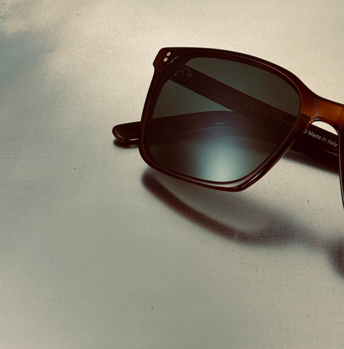 Tanner Unisex Sunglasses, Mazzucchelli Acetate Frame: Havana Brown Tortoise/Green