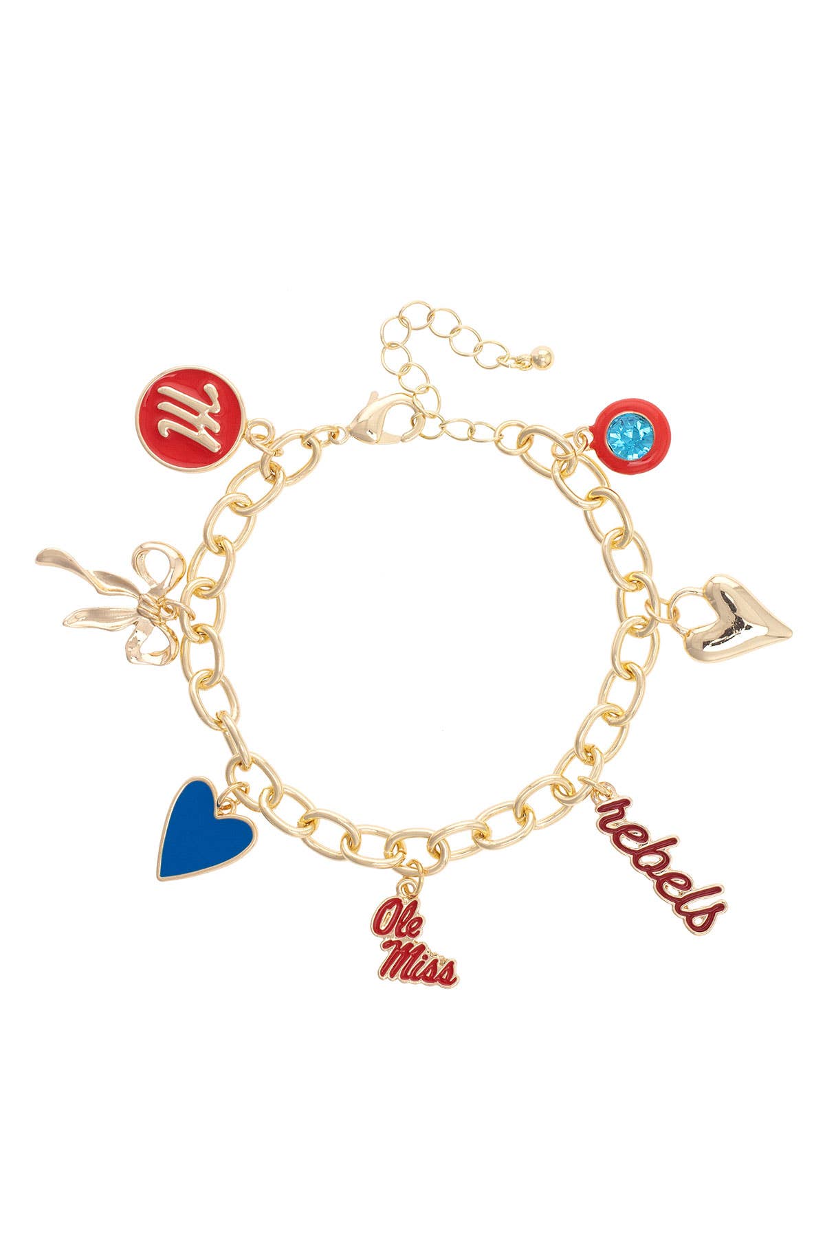 Ole Miss Rebels Enamel Icons Charm Bracelet in Shiny Gold
