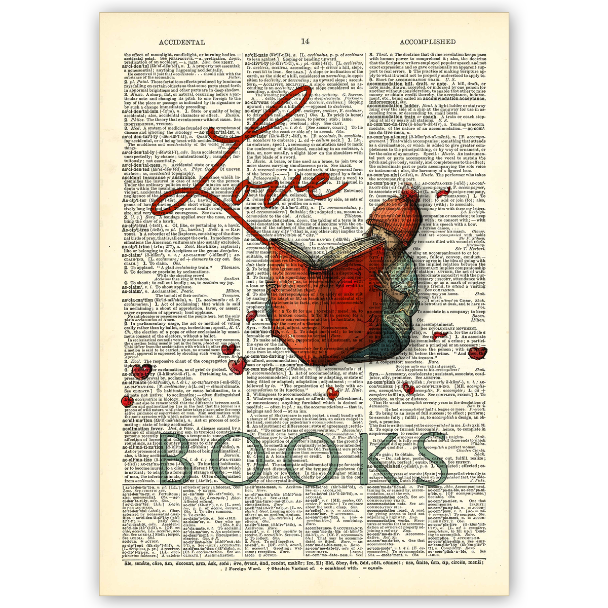 Art Print Dictionary Page | Love Books