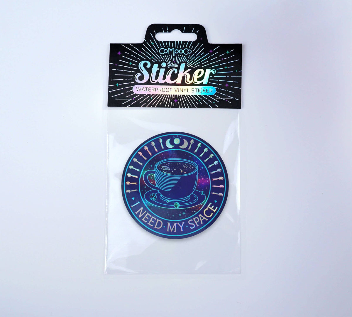 I Need My Space Sticker Holographic: Height: 80 mm | 3.15".