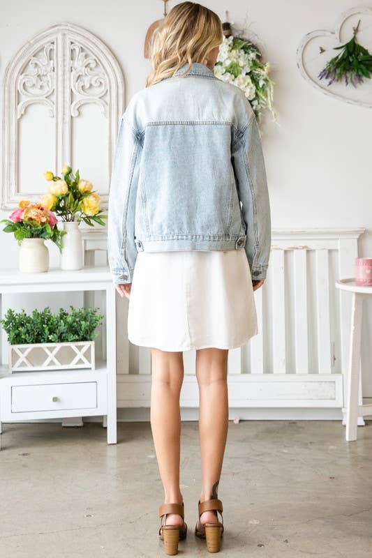 Spot Wash Classic Trucker Denim Jacket: Denim Blue