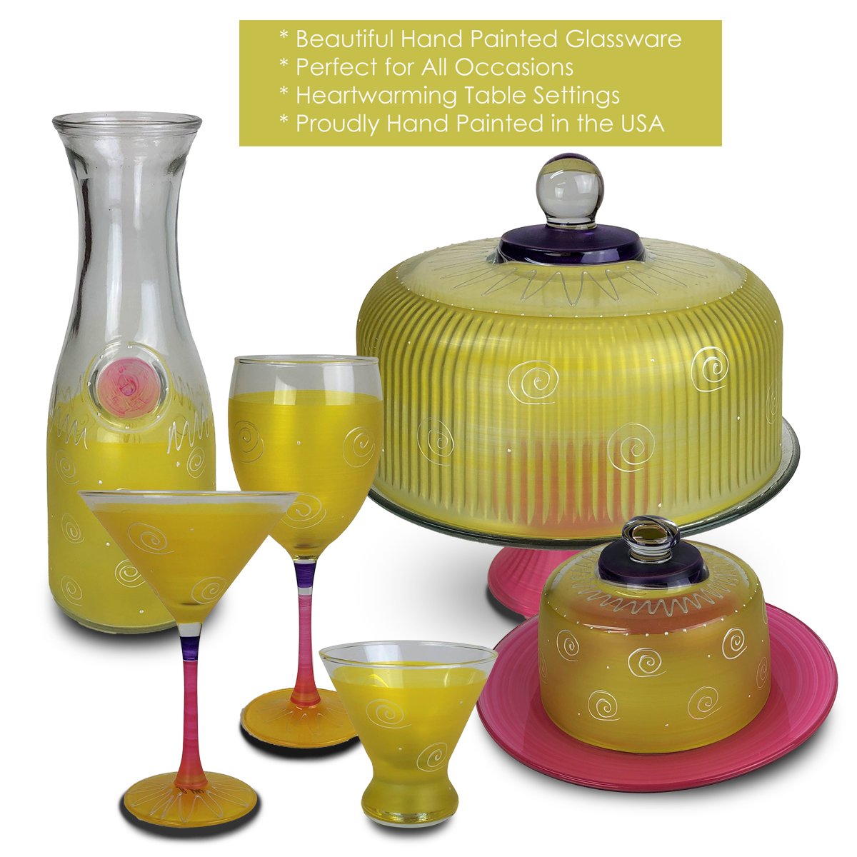 Peruvian Splendor Yellow Hollow Flute Glasses