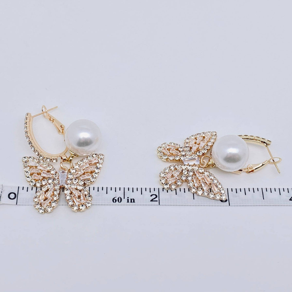 Sparkling Glass Rhinestone Butterfly Huggie Earrings