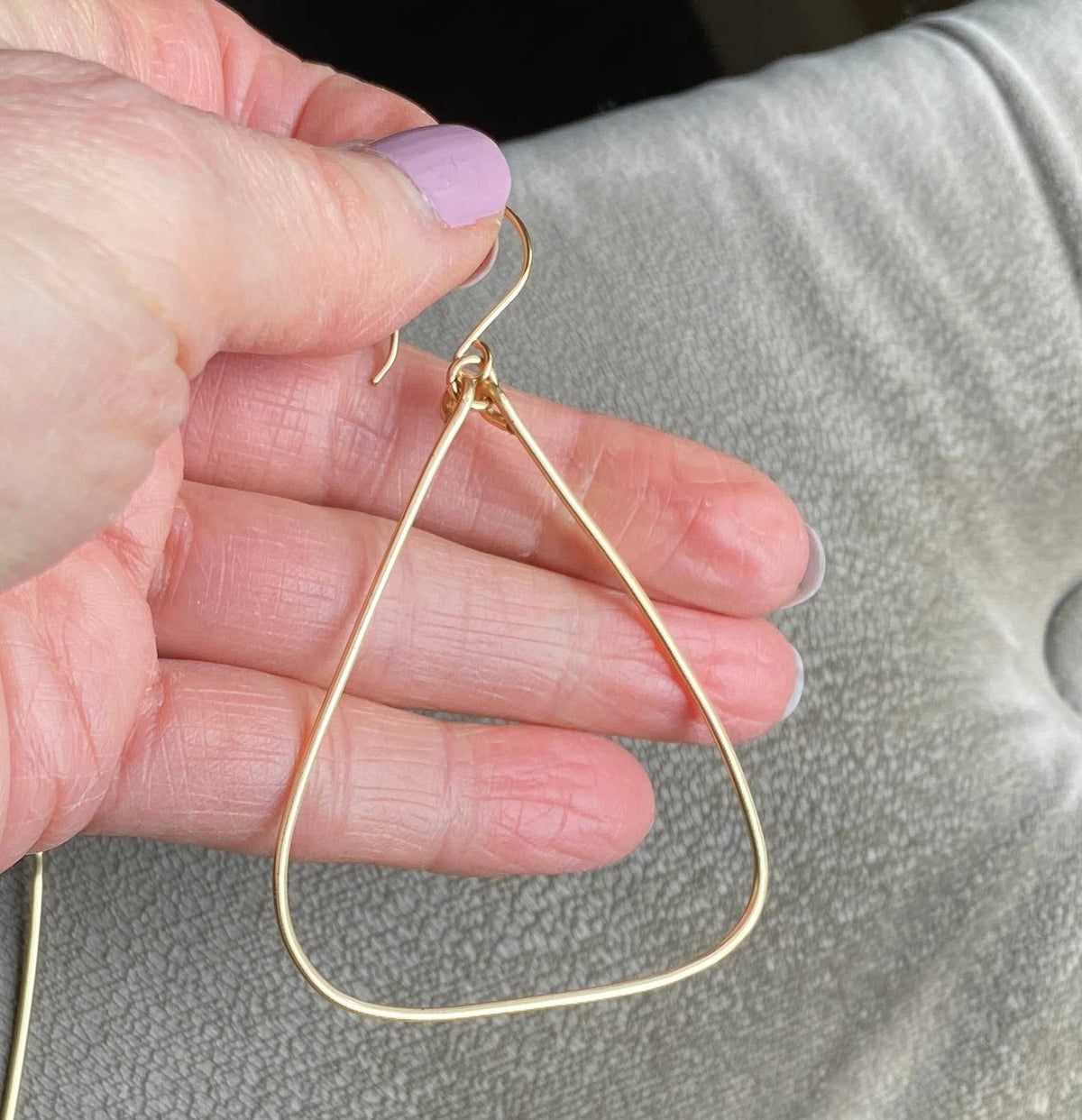 Hoop Triangle Earrings Handmade: Gold or Silver