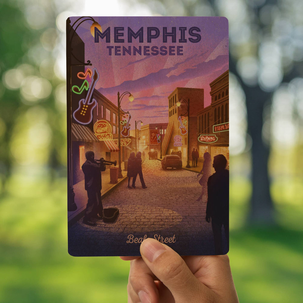 WOOD POSTCARD Beale St. Memphis, Tennessee