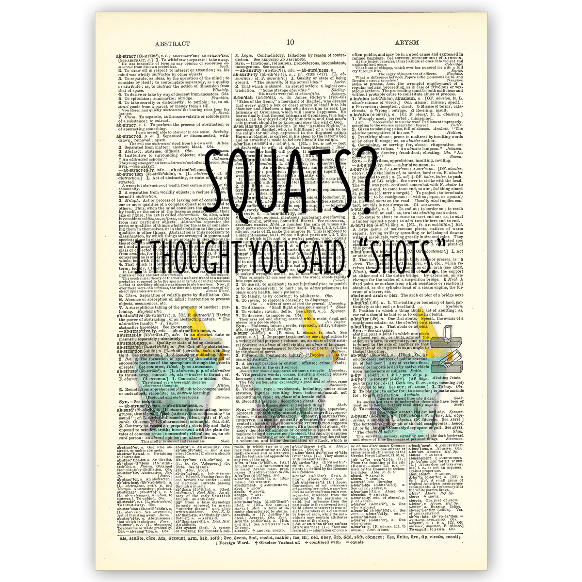 Art Print Dictionary Page | Vintage | Squats?
