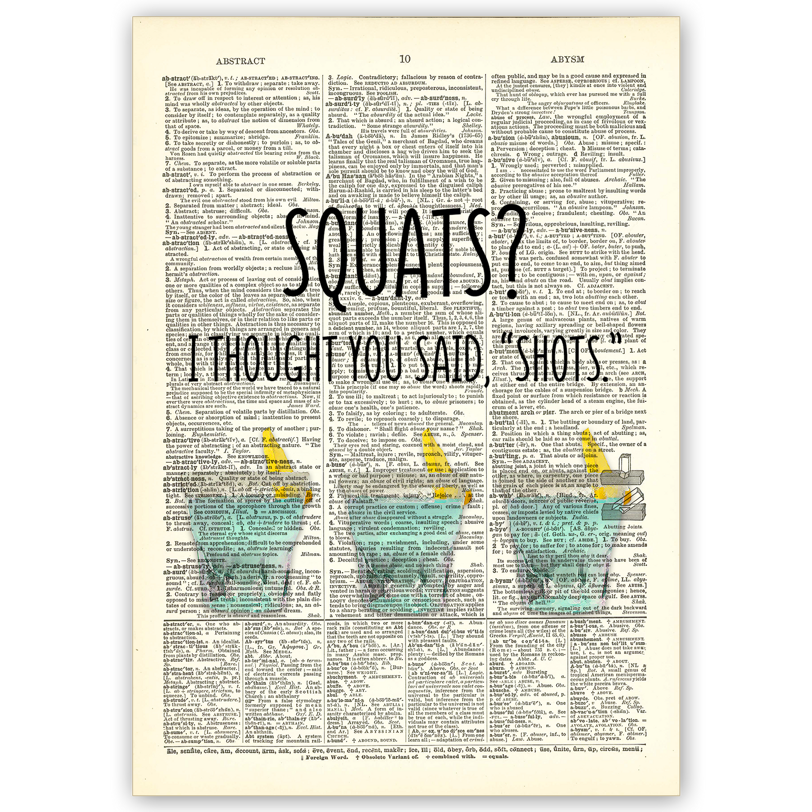 Art Print Dictionary Page | Vintage | Squats?