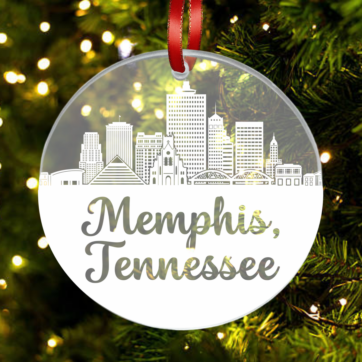 Memphis TN - Skyline - Acrylic Christmas Ornament