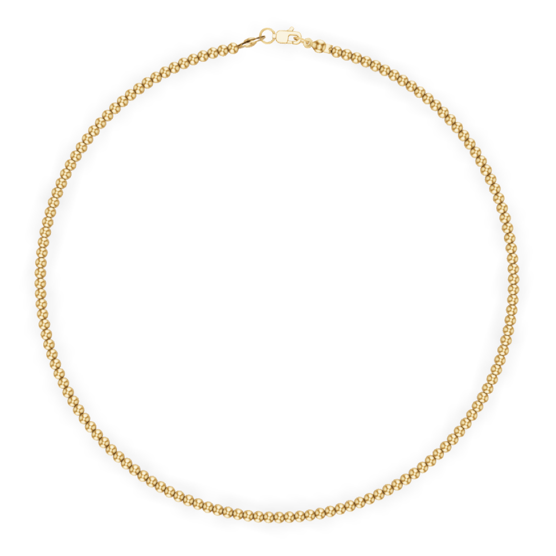 3MM Gold Ball Necklace: Gold / 15" - Choker