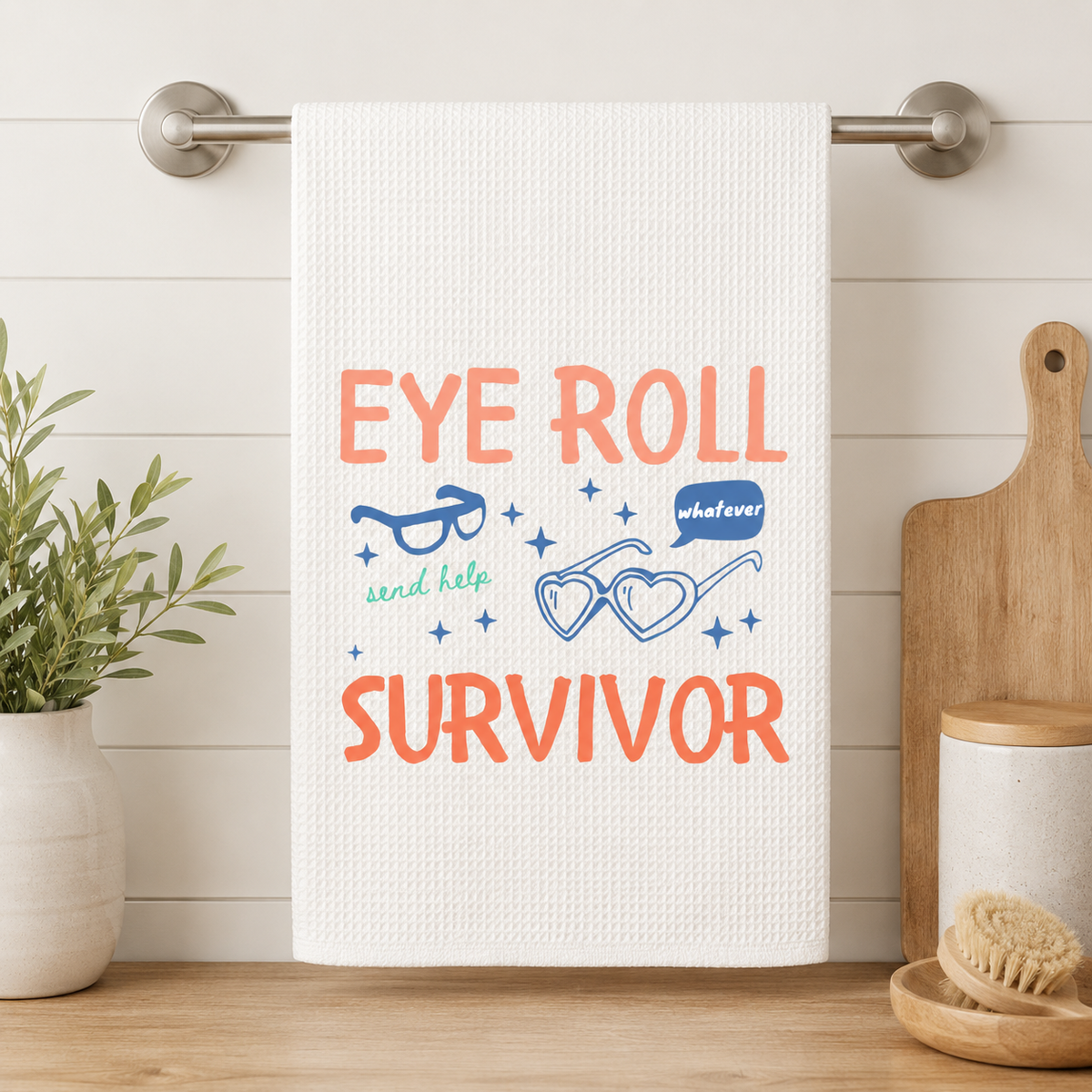 Colorful Kitchen Towels - Eye Roll Survivor