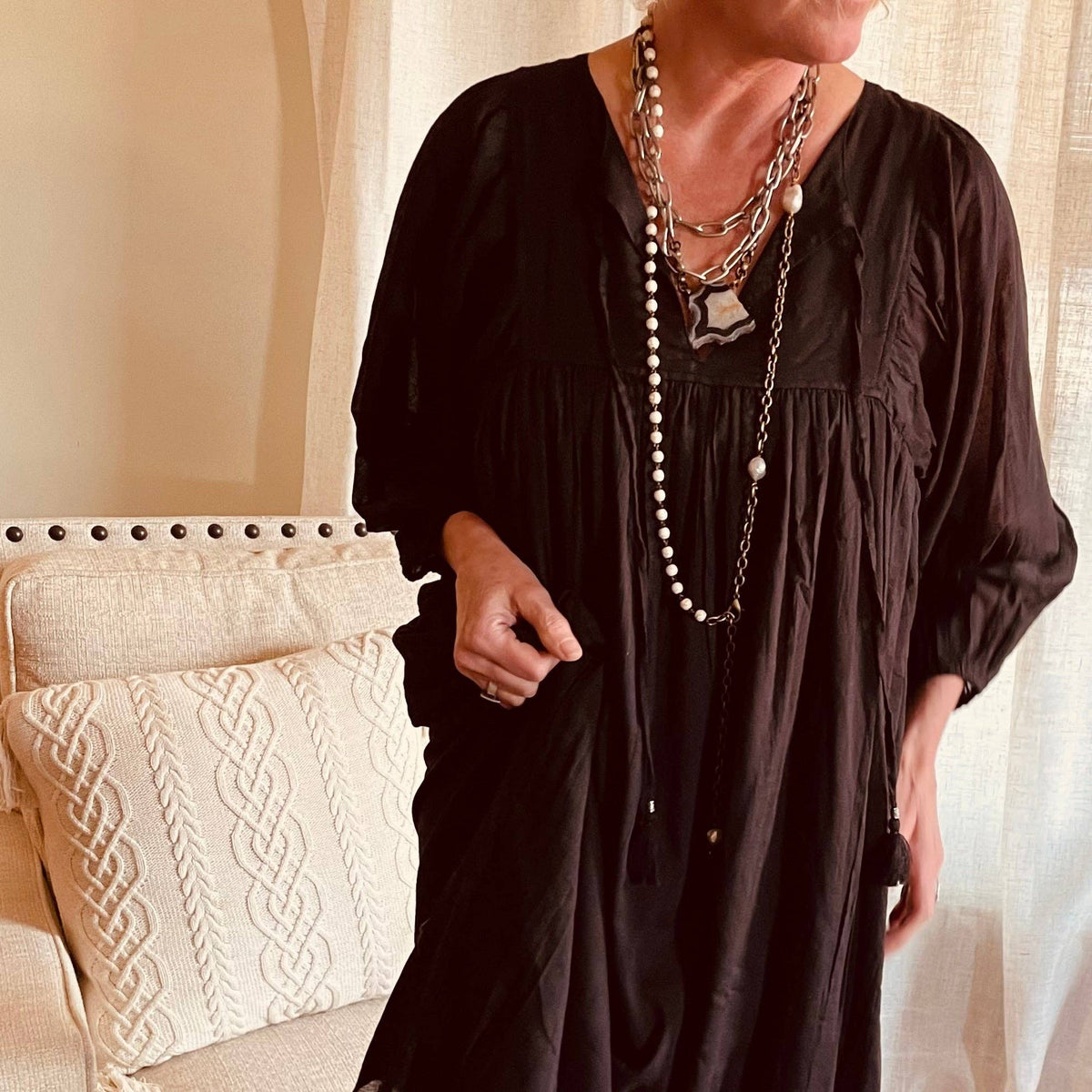Onyx Breeze Cotton Maxi Dress