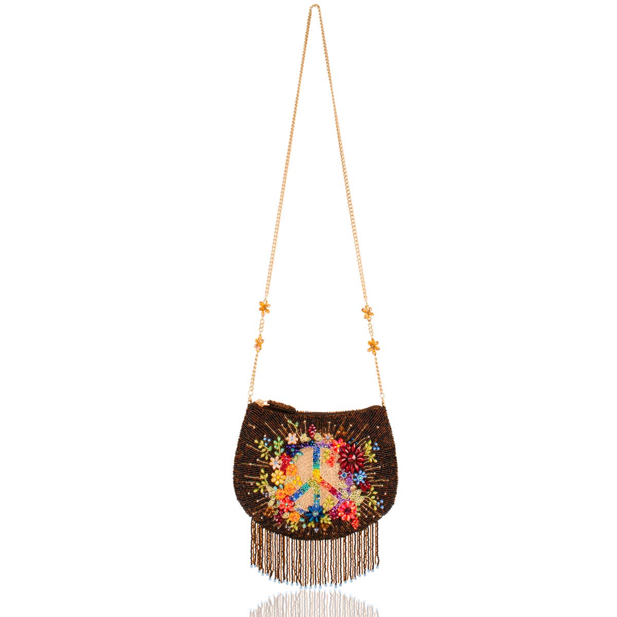 Peace &amp; Light beaded peace sign crossbody bag