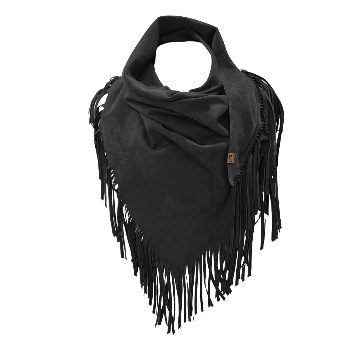 Faux Suede Triangle Fringe Scarf