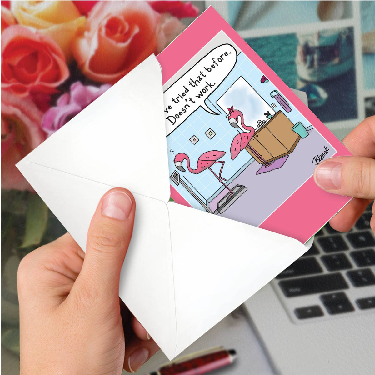 Flamingo Scale Funny Birthday Greeting Card