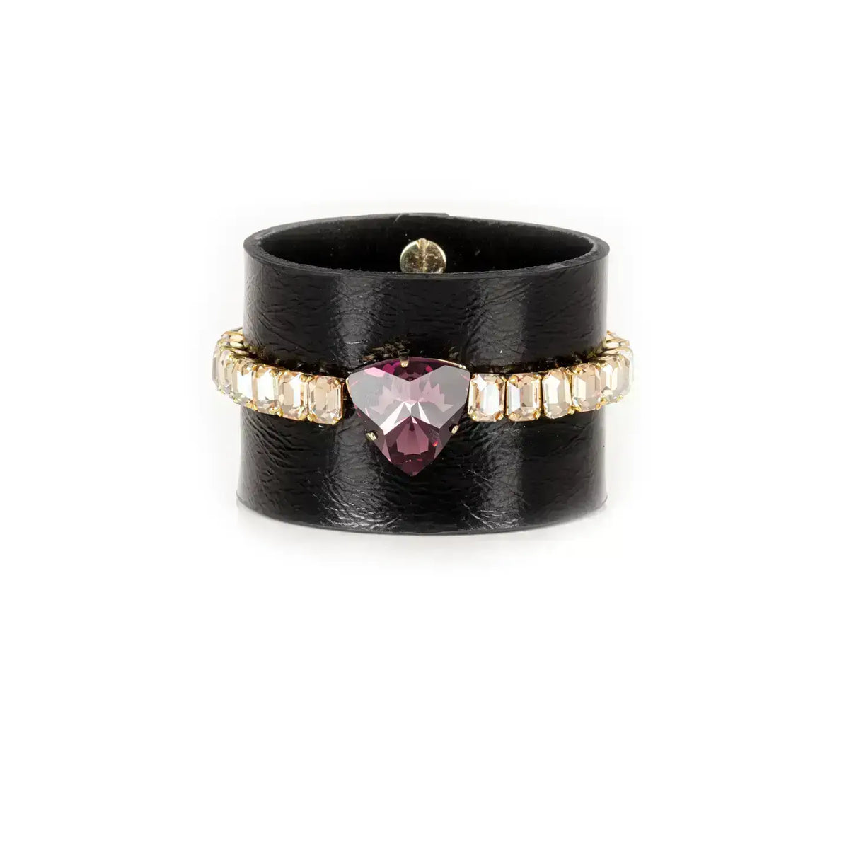 Midnight Empress Crystal Leather Cuff