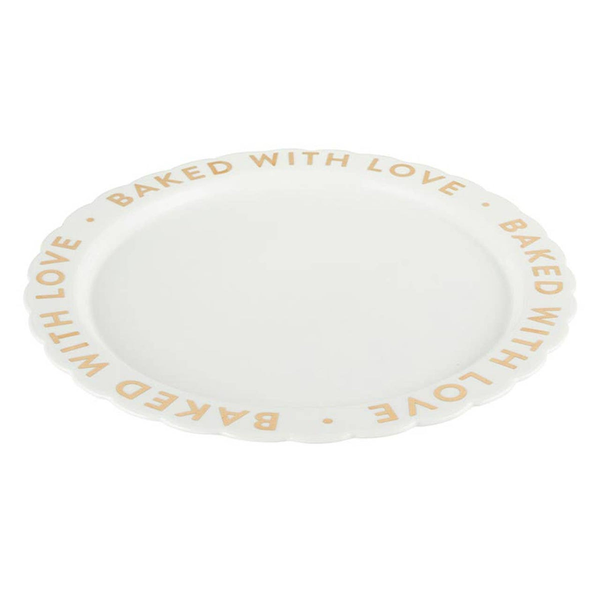 Ceramic Gold Foil Cake Plate - Baked With Love: Hand Wash Only / Ceramic