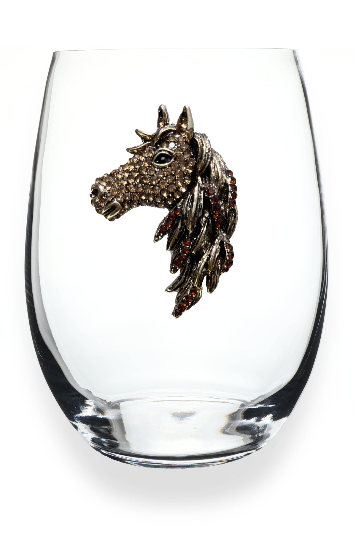 Gold and Brown Horse Head Stemless