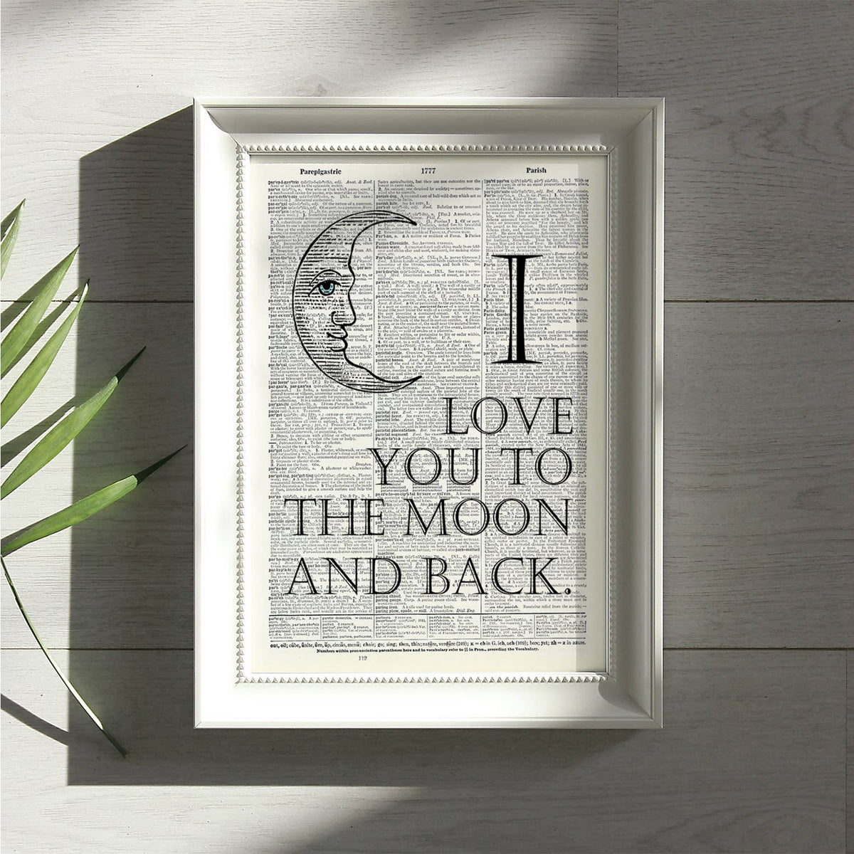 Art | Dictionary Page | Vintage | Love you to the moon