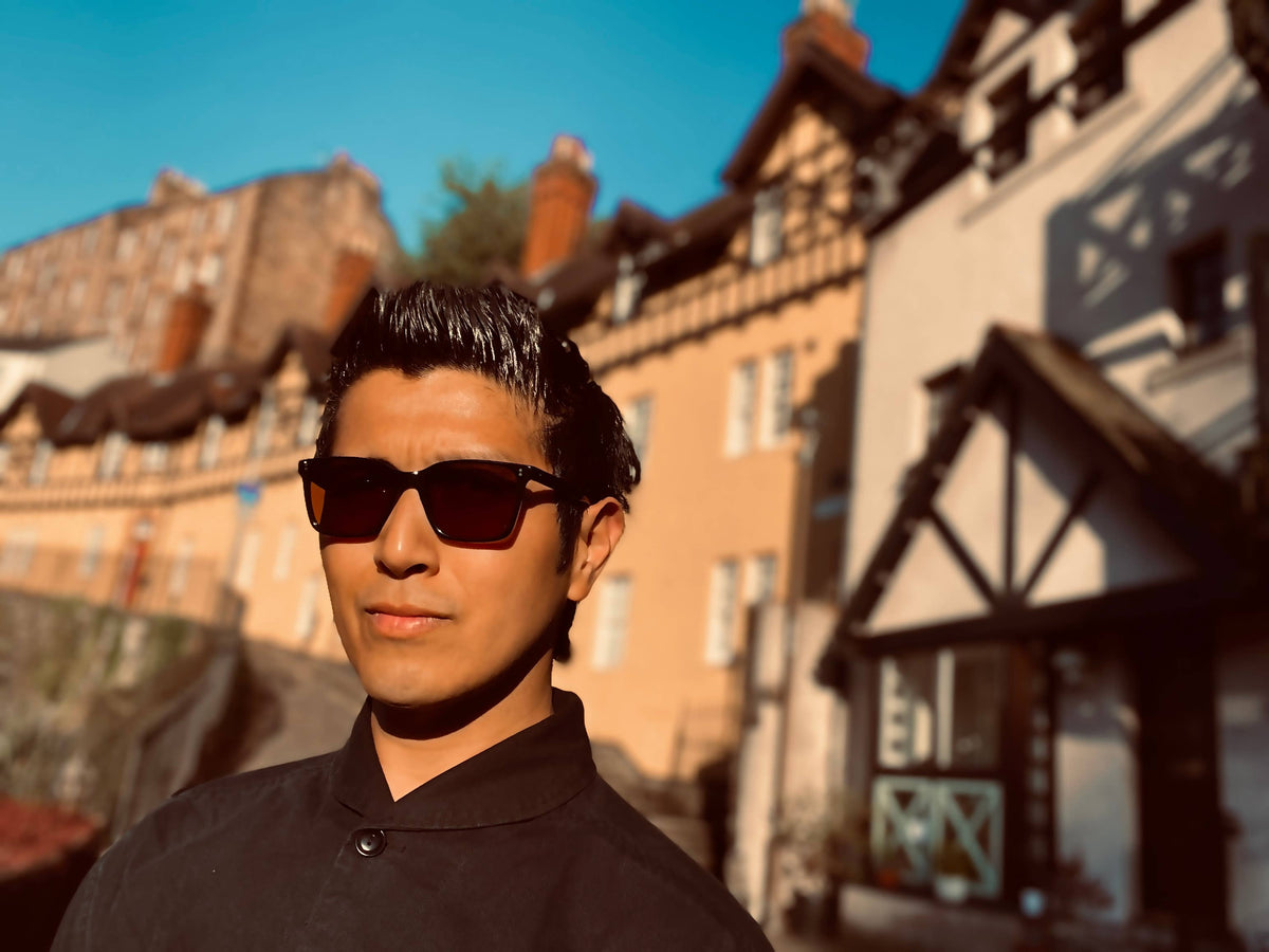 Tanner Unisex Sunglasses, Mazzucchelli Acetate Frame: Black/Brown