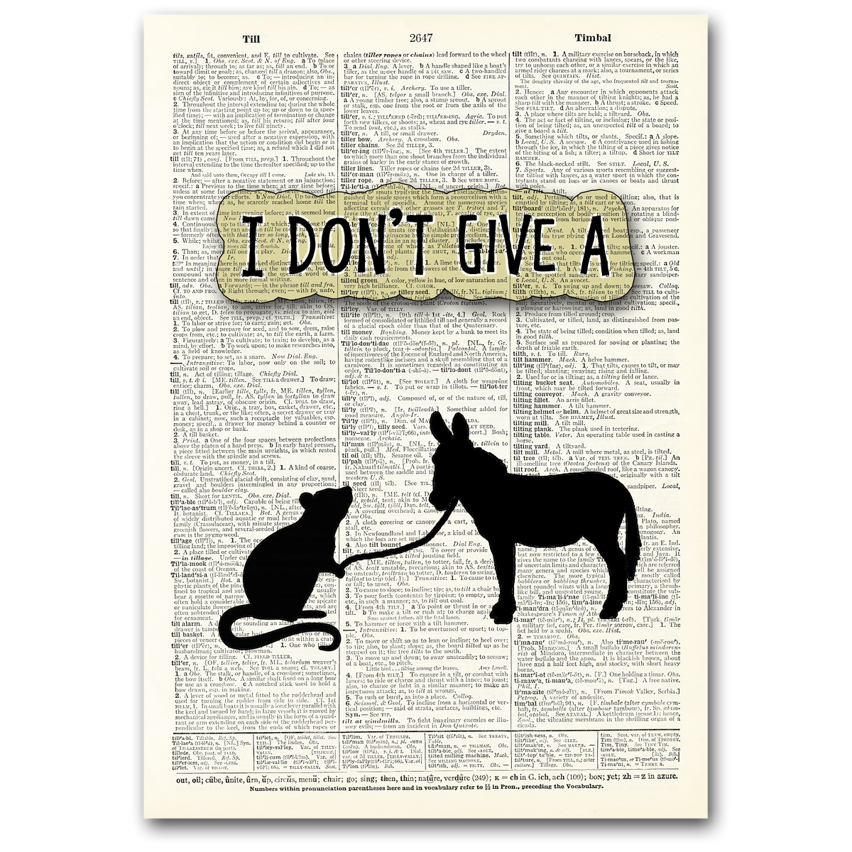 Art Print | Dictionary Page | Vintage | I Don't Give A