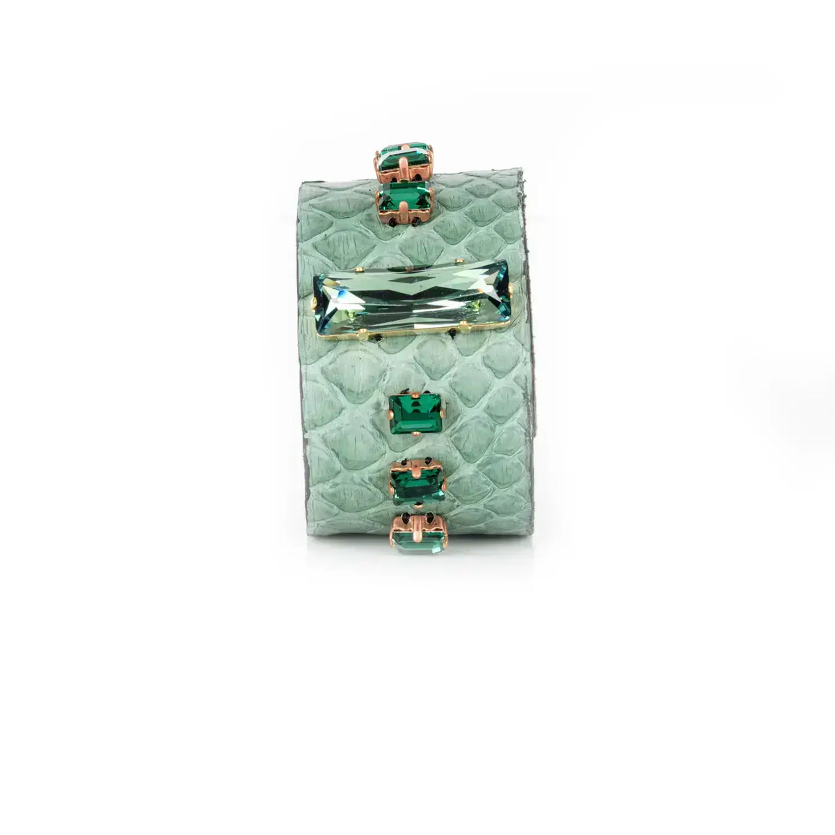 Emerald Line Python Cuff Mint Green Crystal Statement