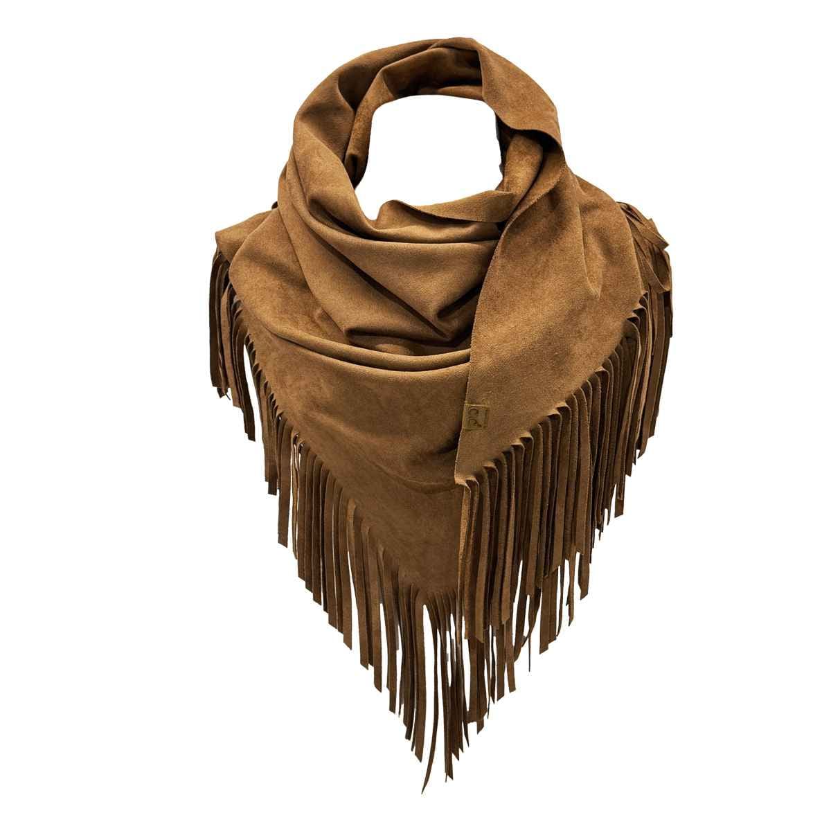 Faux Suede Triangle Fringe Scarf