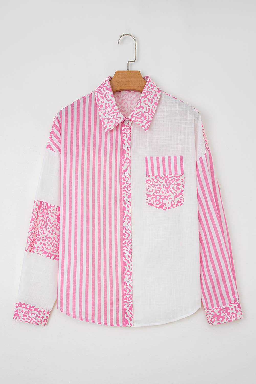 Leopard Striped Western Patchwork Button-up Shirt (S-4X)