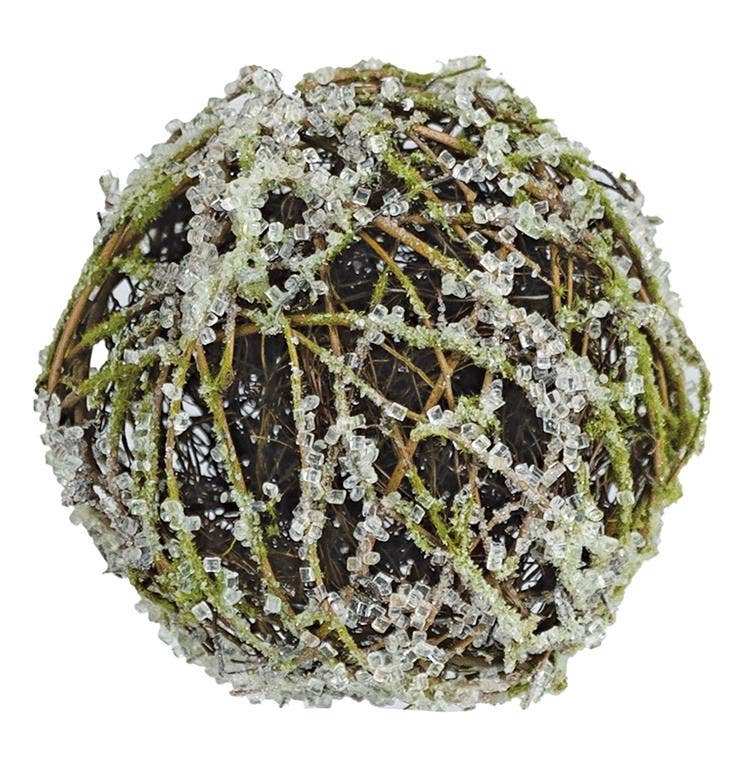 Lg Moss Orb W/ice, 5.5", Ice Green