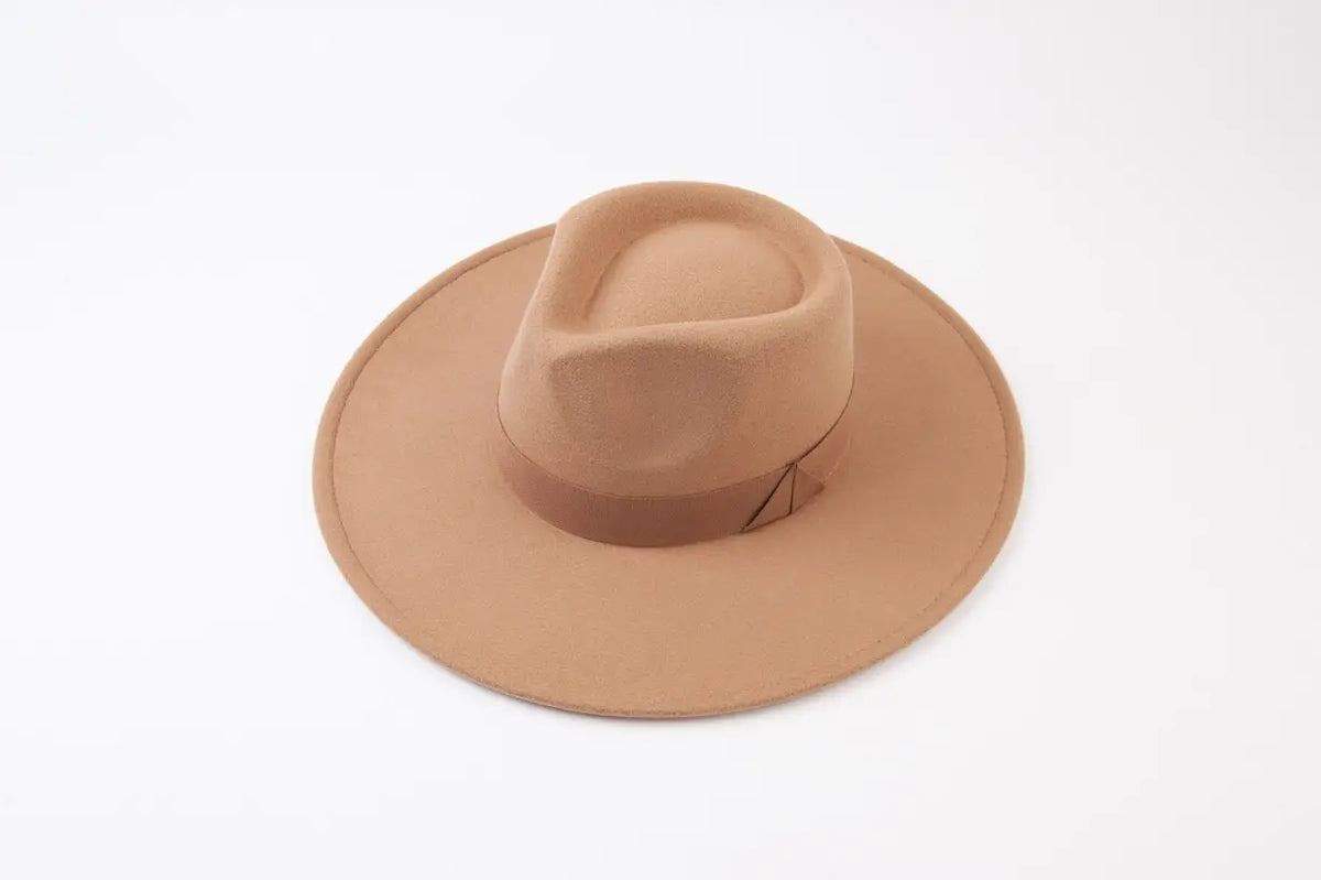Vegan Felt Rancher hat with triangle bow trim: (3 Color Options)
