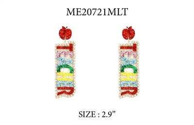 Multi Glitter Teacher 2" Earrings