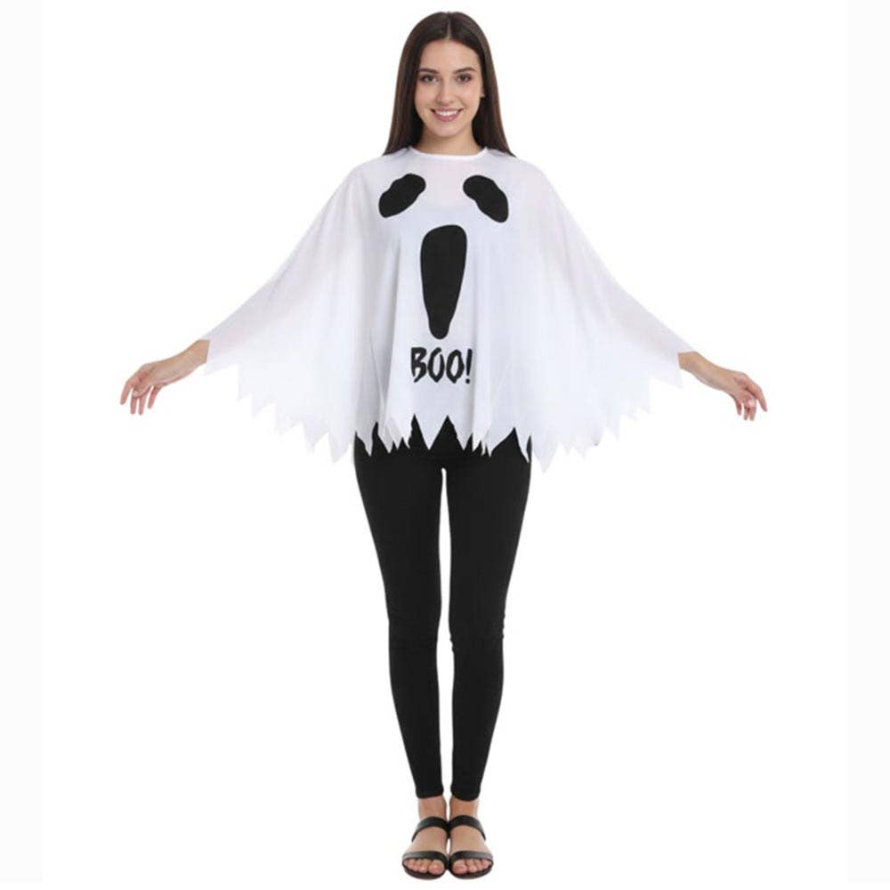 Halloween Ghost Print Batwing Costume Cape Poncho