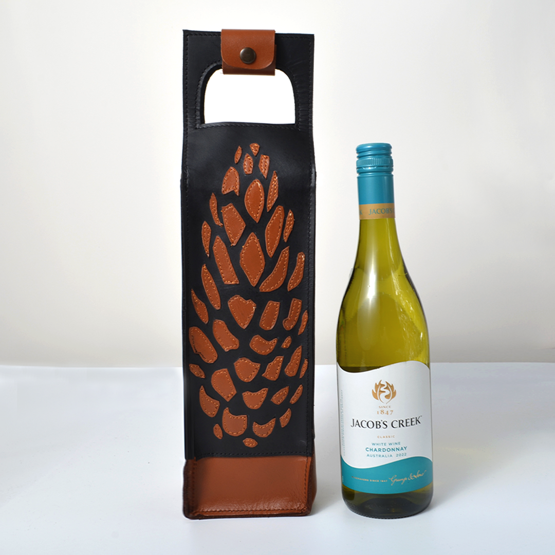 Leather Wine Carrier: Black