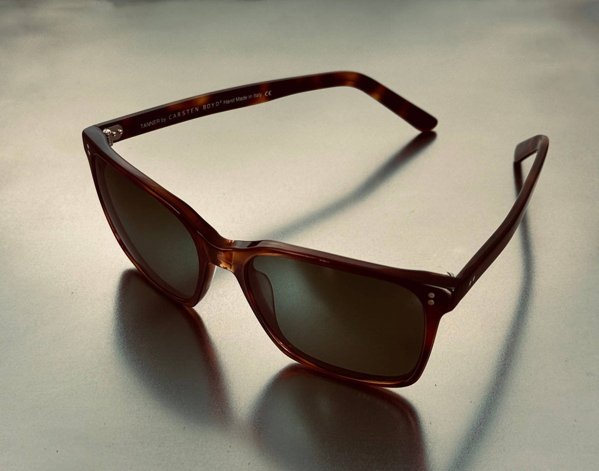 Tanner Unisex Sunglasses, Mazzucchelli Acetate Frame: Black/Brown