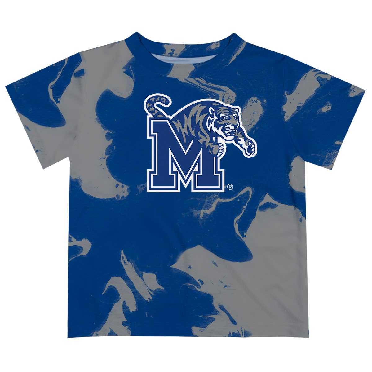 Memphis Tigers Marble Boys Blue Short Sleeve T-shirt