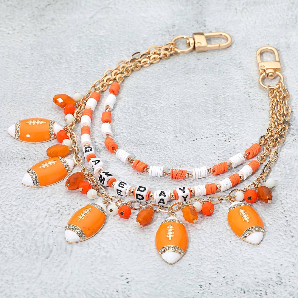 Football Charm GAME DAY Heishi Beaded Layered Bag Charm